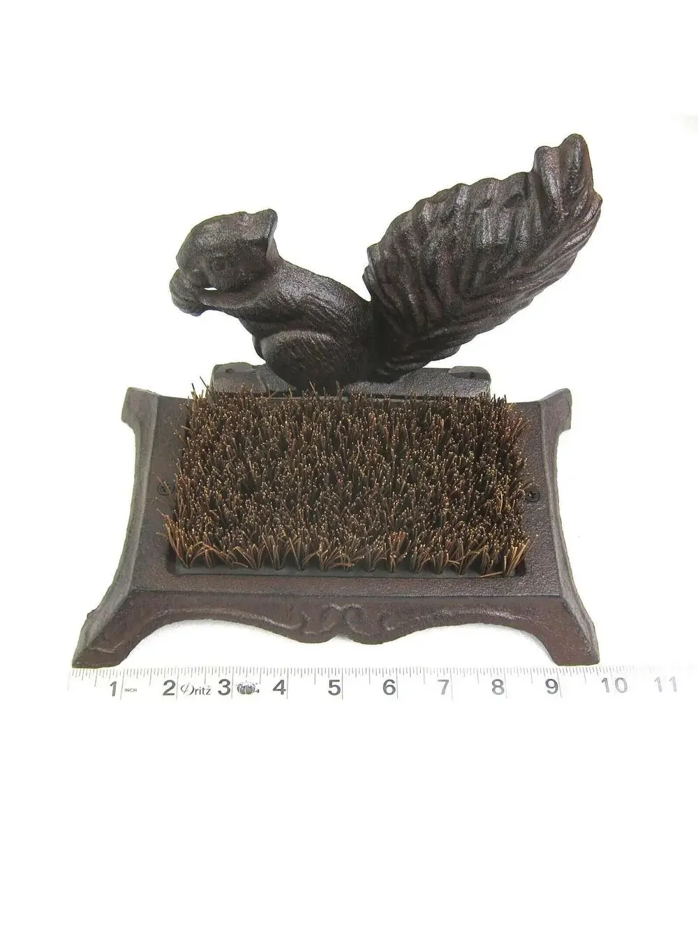 Cast Iron Boot Scraper Brush Brown Squirrel & Nut Design NEW